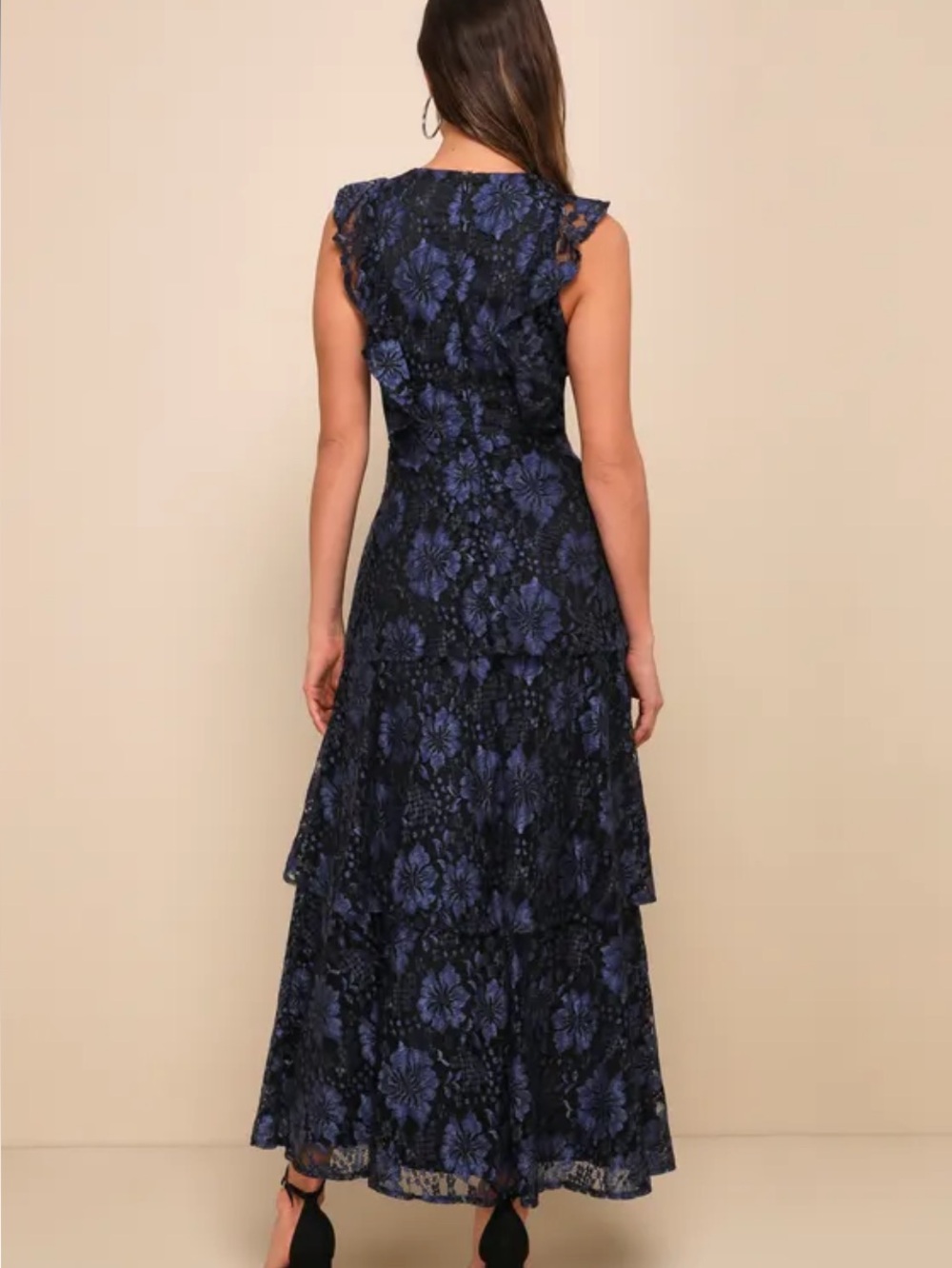 New Lulus Molinetto Floral Lace Tiered Maxi Dress - Women Sz XL - Picture 4 of 8